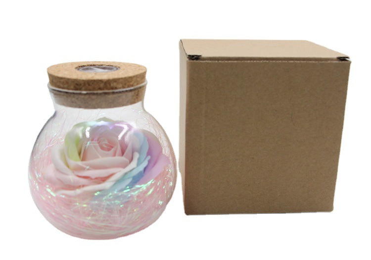 Rose Preserved Soap Flower Wishing Bottle