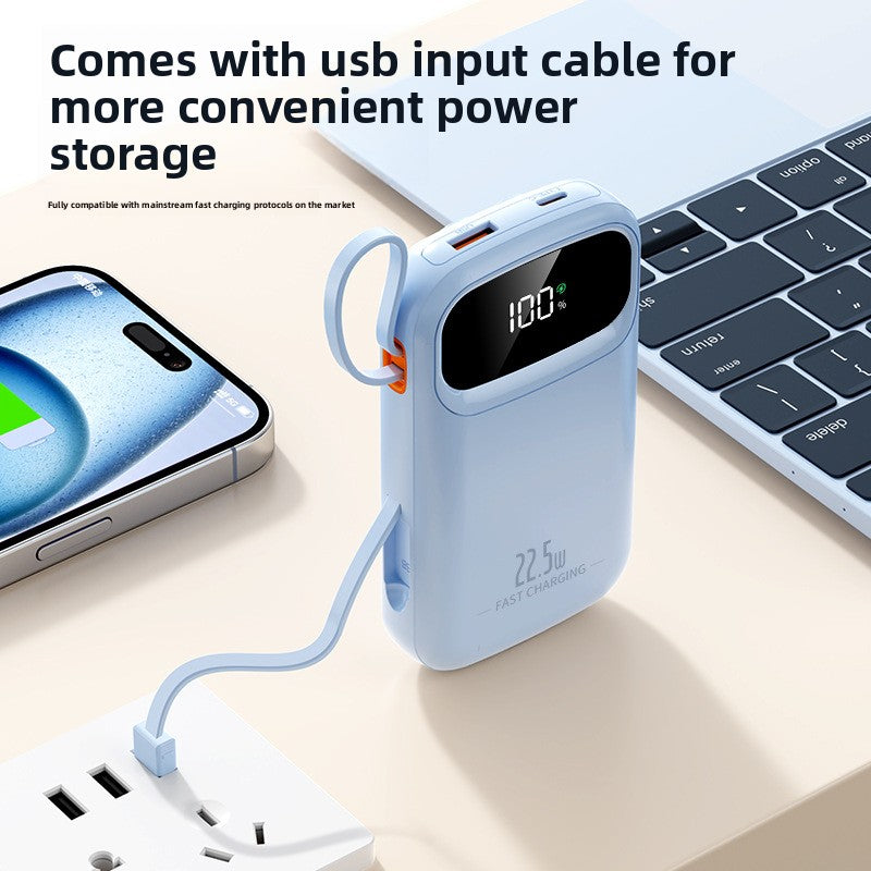 Portable Power Bank with Built-in Cable