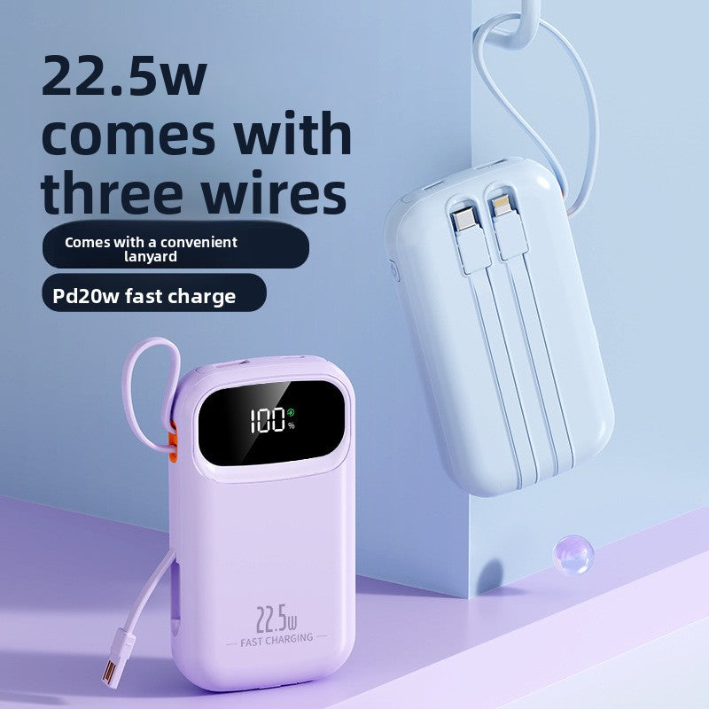Portable Power Bank with Built-in Cable