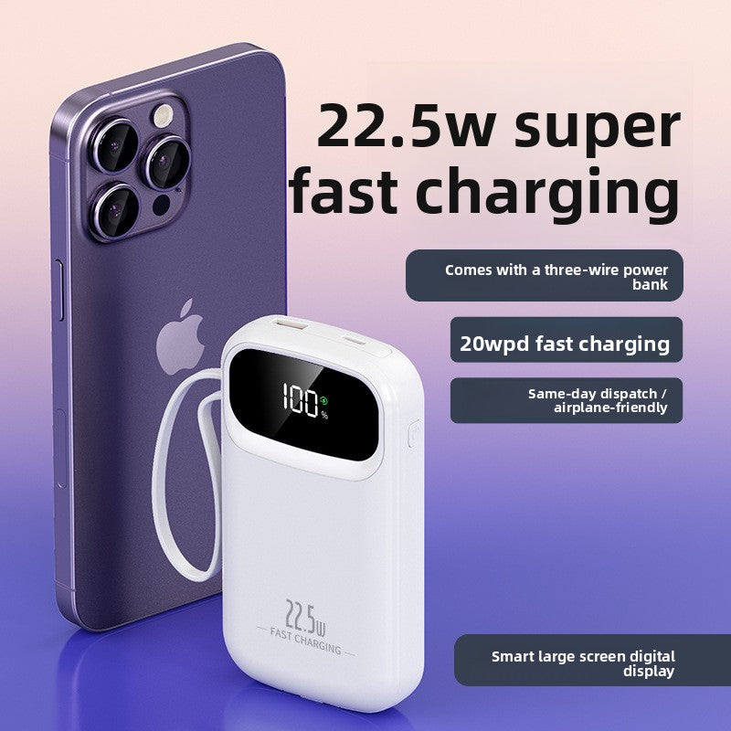 Portable Power Bank with Built-in Cable